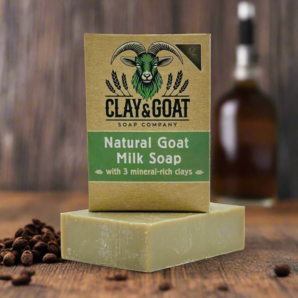 Bay Rum goat milk soap bar for dry and sensitive skin. Handmade by Clay & Goat Soap Co.
