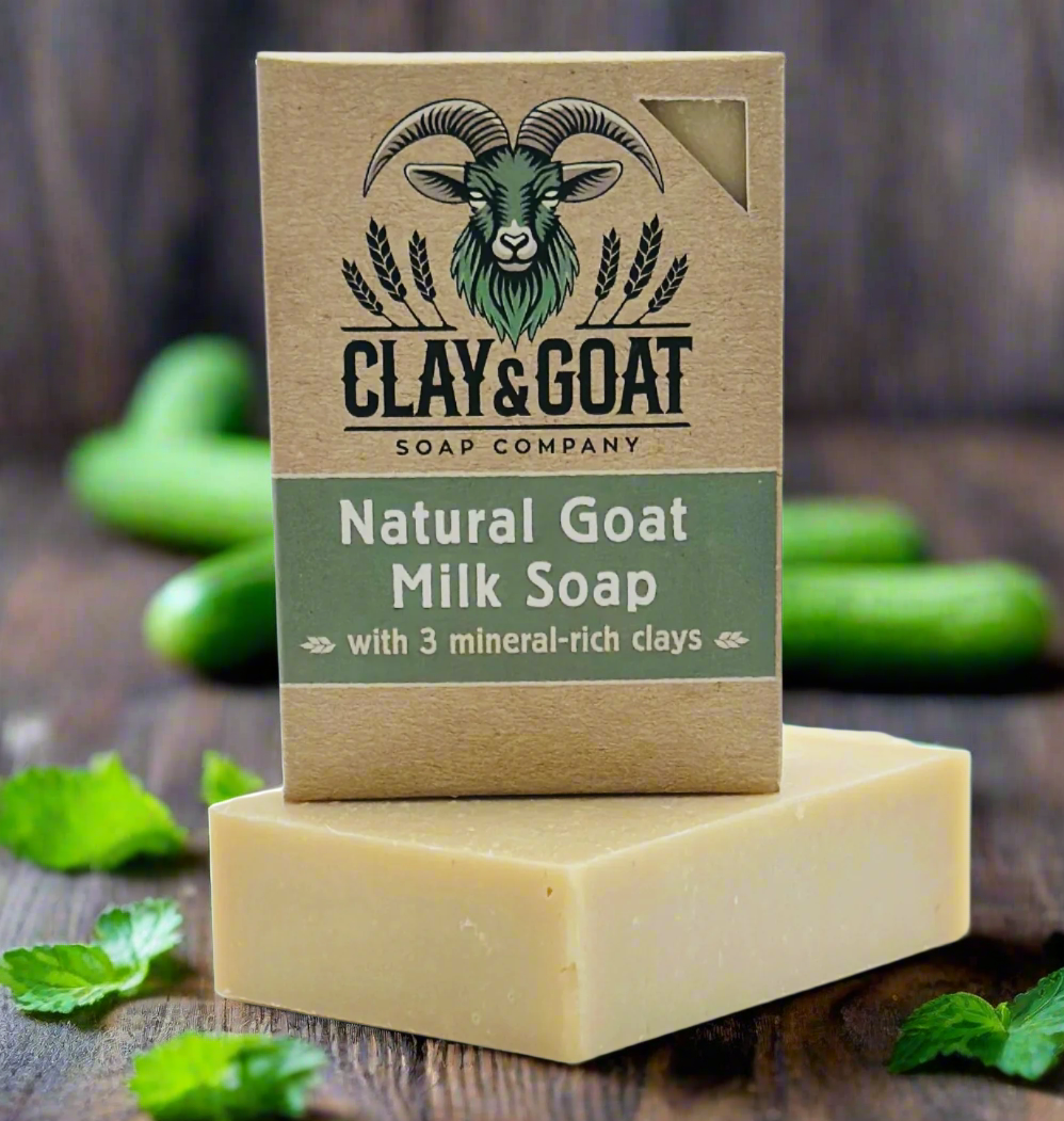 Cucumber Mint goat milk soap bar for dry and sensitive skin. Handmade by Clay & Goat Soap Co.