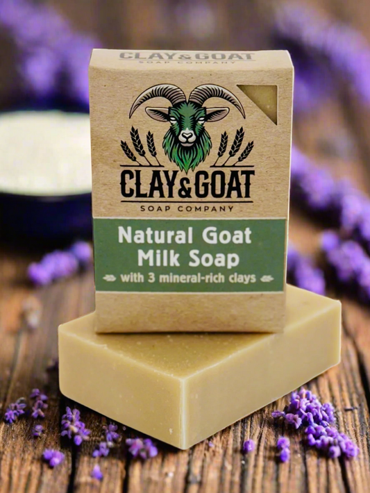 White Pepper Lavender goat milk soap bar for dry and sensitive skin. Handmade by Clay & Goat Soap Co.